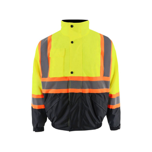 High Visibility Reflective Safety <b>Jacket</b> Men Polyester Workwear with and Black Bottom - Product Image 1