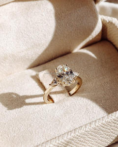 IGI/GIA Lab Grown Vintage 14k or blanc mariage/fiançailles unisexe bague coupe diamant anniversaire fête cadeau poire coupe ovale - Product Image 3