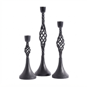 Minimalist <b>Black</b> Iron <b>Candlestick</b> Holders for Home Wedding Holiday Decoration Tabletop Use Durable Metal Candle Holder - Product Image 6