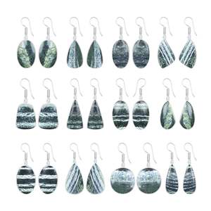 ต่างหูห้อยประดับด้วยหินธรรมชาติสีเขียวลายม้าลาย ดีไซน์น่ารักทันสมัย ชุบเงินบนทองเหลือง สไตล์วินเทจหรูหรา สำหรับผู้หญิงใส่ไปงานปาร์ตี้ - Product Image 2