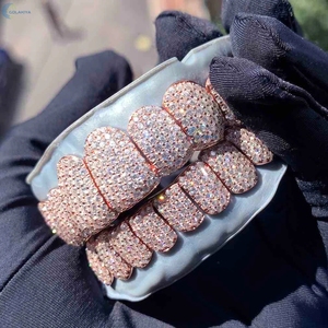 Grillz en or rose 10 carats massif avec diamants de laboratoire VVS de qualité supérieure, personnalisés, style Hip Hop - Product Image 2