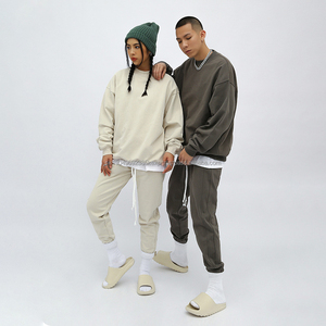 Automne Couple sweat surdimensionné personnalisé blanc ample col rond à capuche hommes lourd coton sweat - Product Image 2