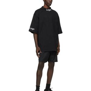 Venta al por mayor de sudadera de algodón de verano para hombre de talla grande logotipo personalizado impreso camiseta lisa con cuello simulado de gran tamaño 3D patrón de diseño - Product Image 4