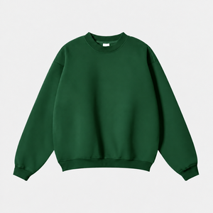 เสื้อสเวตเชิ้ตคอกลมโอเวอร์ไซส์สำหรับผู้ชาย สีเขียวล้วน แขนยาว สวมใส่สบาย แบบถัก ไม่มีซับใน - Product Image 1