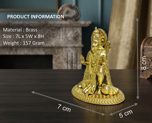 พระฮันมูนนั่งเคลือบทองเหลืองแท้จาก Jaipur Metals |   ทองเหลืองแท้ 100% |   7 x 5 x 8 ซม. |   157 กรัม |   พูจา, ของตกแต่งบ้านและของขวัญ - Product Image 3