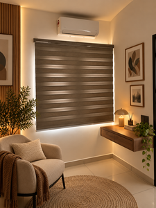 Persianas Horizontales Modernas Tipo Zebra, Textil Liso, Bloqueo de Luz UV, Eléctricas, Automáticas, Impermeables, Ecológicas, para Techo - Product Image 1