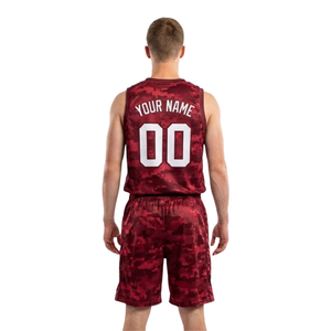 Conjunto de Uniforme de Baloncesto Camuflado Sublimado Personalizado para Hombre, Camiseta sin Mangas con Cuello en V, Pantalones Cortos con Impresión de Nombre y Número, Secado Rápido, Ecológico - Product Image 2