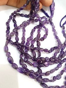 Cuentas de Amatista Lisas de Forma Ovalada, Cuentas de Piedras Preciosas de 13 Pulgadas, Cuentas de Piedra Natural para Hacer Joyas, Fiesta, Gemas de Rajasthan Gigli Rigli - Product Image 1