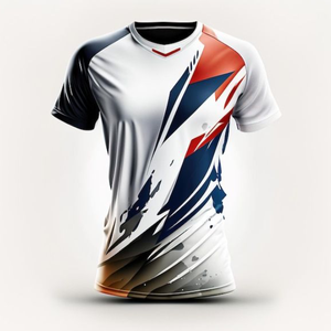 Maillot de football de performance pour hommes – Sublimation personnalisée, dégradé rouge et bleu, séchage rapide, évacuation de l'humidité, coupe athlétique. - Product Image 5