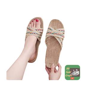 Pantuflas Mixtas de Fibra de Jacinto de Agua Hechas a Mano con Suela Antideslizante Transpirable y Ecológica para Playa (Japón), 1 par/bolsa OPP - Product Image 6