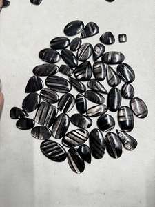 Aamna Gems 100% High Quality Natural Hypersthene Black Oval Cut Tumbled <b>Chips</b> Gemstone <b>Crystal</b> Healing Loose Stone for Jewellery - Product Image 1
