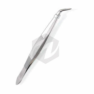 Pinzas Quirúrgicas de Acero Inoxidable de Grado Quirúrgico con Punta Angulada Serrada de 16 cm, Pinzas para Algodón Quirúrgico Dental, Certificación CE - Product Image 1
