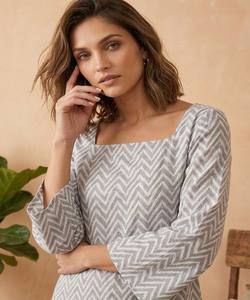 เสื้อผ้าพิมพ์ลายผ้าฝ้ายสุดฮิต สำหรับใส่ทุกวัน ราคาขายส่ง เสื้อผ้าชาติพันธุ์ สีเทา - Product Image 6