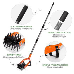 Cultivateur rotatif de <span class=keywords><strong>jardin</strong></span> robuste en acier au manganèse, motoculteur manuel réglable pour le mélange du sol et le désherbage - Product Image 3