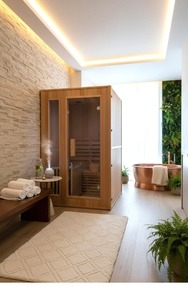 Sauna Tradicional Canadiense de Madera de Hemlock para 1-2 Personas, Sauna de Vapor Húmedo/Seco, SPA 200 ° F Harvia - Product Image 1