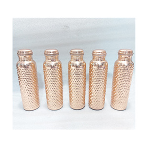 Authentic solid <b>copper</b> water <b>bottle</b> with threaded cap for safe storage and healthy <b>drinking</b> habits - Product Image 1