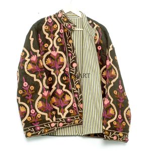 Handmade Unique Hand Embroidered 100% Cotton Cotrise <b>Jacket</b> Women Full Sleeves <b>Mandarin</b> <b>Collar</b> Breathable Eco-Friendly Quick Dry - Product Image 6