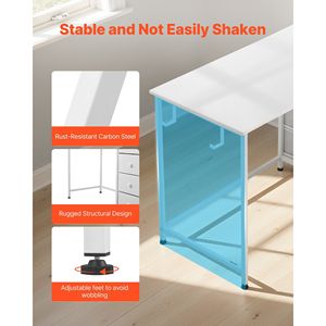 Scrivania Moderna Reversibile da 47 Pollici con Cassetti in Tessuto, Design Semplice e Moderno per Studio, Lavoro e Scrittura in Ufficio Domestico o Camera da Letto - Product Image 6