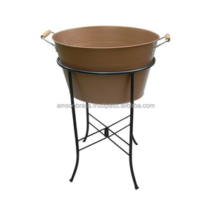 Classic Beverage <b>Tub</b> Ice Bucket with Stand <b>Galvanized</b> Wine Cooler <b>Tub</b> Customize Ice & Party Bucket with Folding Stand - Product Image 4