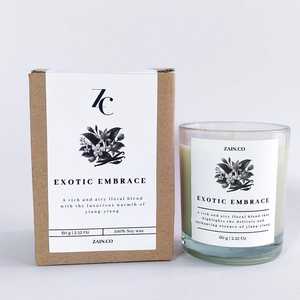 Bougie parfumée à l'ylang-ylang artisanale de luxe dans un bocal en verre, fleur tropicale, aromathérapie, décoration d'intérieur, cadeau de Noël, fabrication artisanale en Indonésie - Product Image 1