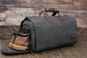 Bolsa de Viaje de Lona y Cuero, Impermeable, Bolsa de Fin de Semana, Equipaje de Mano, Bolsa de Gimnasio, Gran Capacidad, LCTB-0050 - Product Image 6