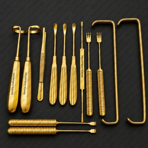 Ensemble d'instruments de chirurgie rhinoplastique en acier inoxydable plaqué or pour la récolte du cartilage costal et la raspatation des côtes, certifié CE - Product Image 1