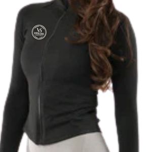 FlexZip Ribbed <b>Women</b> Jacket in Black Color Stylish Ribbed Full Zip Activewear Jacket <b>Lightweight</b> Stretch Fitness Sports Jacket - Product Image 3