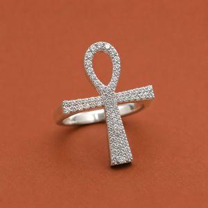 Premium Small <b>Cross</b> Religious S925 <b>Silver</b> <b>Ring</b> With Elegant Moissanite Detail - Product Image 2