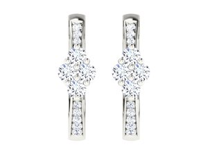 White Gold-Plated Cubic Zirconia Floral Cluster <b>Hoop</b> <b>Earrings</b> for Women Elegant Bridal Wedding Jewelry Handmade Bulk Product - Product Image 5