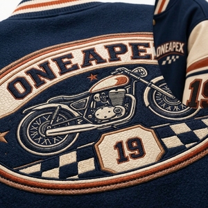 Men's Navy Blue Gray Sleeves <b>Jacket</b> Baseball <b>Letterman</b> <b>Jacket</b> Wool Body Leather Embroidered Design Team Bomber <b>Jacket</b> - Product Image 6