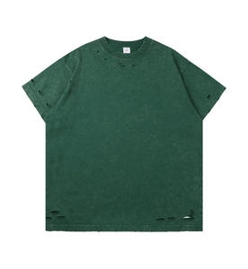 T-shirt à manches courtes en denim délavé surdimensionné pour homme, noir uni, style décontracté - Product Image 4