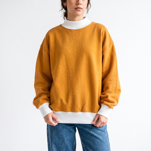Wholesale Fleece Lined Women Oversized <b>Mock</b> <b>Neck</b> Sweatshirt Casual Streetwear <b>Top</b> Customized Logo Printing - Product Image 1