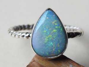 แหวนโอปอลออสเตรเลียปรับขนาดได้-เงินแท้ 925-พลอยประจำเดือนตุลาคม-โอปอลดับเบิ้ล-เครื่องประดับทำมือ-ของขวัญสำหรับเธอ-MS - Product Image 3