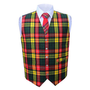 Chalecos Formales Escoceses de Tartán para Hombre Buchanan, 4 Cuadros, Totalmente Forrados, con Tirantes Traseros - Product Image 1