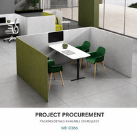 Table de négociation de bureau modulaire moderne en MDF semi-fermée, gris-vert, avec panneaux d'intimité, 4 places, pour réunions d'équipe collaboratives