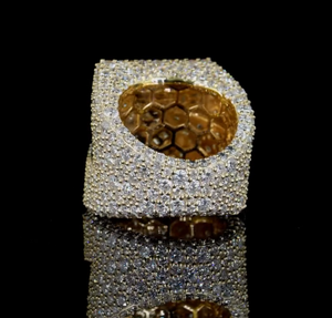 Geometric Lab Grown <b>Diamond</b> Hip Hop Style Cocktail <b>Ring</b> 14K Solid Gold Pave Setting IGI Certified Unisex Engagement Gift - Product Image 2