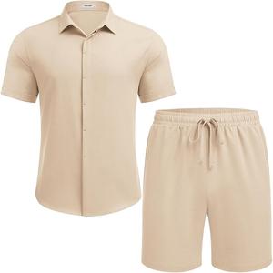 Conjunto de camisa informal de secado rápido para hombre, camisas de manga corta con todas las características impresas, pantalones cortos elásticos de cintura de ajuste holgado - Product Image 2