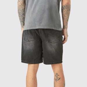 Shorts Bermuda en Denim Foncé pour Hommes, Taille Moyenne avec Poches, Style Casual, Tissu en Coton - Product Image 2