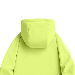 เสื้อแจ็คเก็ตกันลมแบบมีฮู้ดสำหรับผู้ชาย สีพื้น เรียบง่าย เคลือบ PU โพลีเอสเตอร์ เสื้อนอกสำหรับฤดูใบไม้ร่วง ทรงปกติ คอตั้ง - Product Image 4