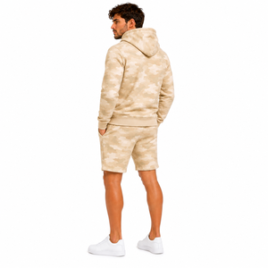 Ensemble sweat à capuche et short imprimé camouflage pour homme, en coton léger, style streetwear décontracté, tenue de sport assortie, coupe régulière, pour l'automne - Product Image 4