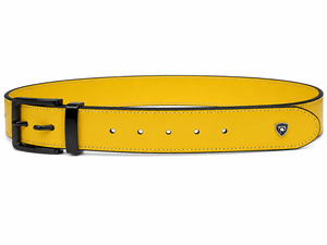 Ceinture vintage en cuir de vache jaune avec boucle carrée argentée, design solide, durable, légère, moulage monobloc, 40 pouces, 1,30 - Product Image 1