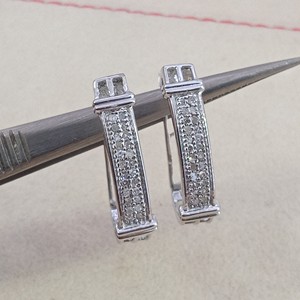 0.22 Cttw Round Cut Natural Diamond Hoop Huggie Earrings for Women in 925 Sterling Silver Prong Setting, 21x4mm - Product Image 2