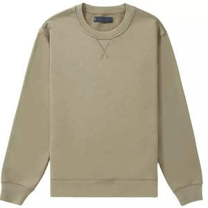 Sweat-shirt en molleton à col rond et manches longues pour homme, vert olive foncé, uni, logo personnalisé, OEM ODM, vêtements en gros - Product Image 2