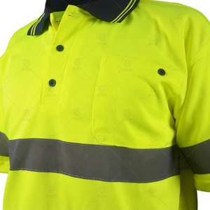 Polo de travail jaune fluorescent haute visibilité pour homme, coupe-vent, uniforme de sécurité réfléchissant, en nylon, T-shirt de sécurité - Product Image 2