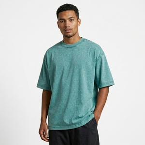 T-shirt surdimensionné personnalisé délavé à l'acide, en coton épais, coupe carrée, streetwear décontracté, tee-shirt d'été vierge - Product Image 3