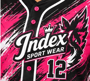 Camiseta de béisbol para mujer Index, color rosa y negro, con botones, manga corta, cuello en V, número de equipo 12, ropa deportiva - Product Image 6