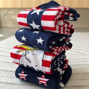 Patriotic American Flag Crew <b>Socks</b> Men's Breathable Knitted <b>Socks</b> with Eagle and Stars Design for Daily Wear Summer Style - Product Image 2