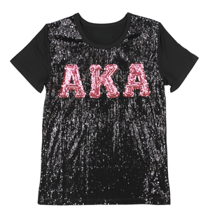 AKA เสื้อยืดปักเลื่อมสีดำ เสื้อเชิ้ตแฟชั่นพรีเมียมสำหรับผู้หญิง - Product Image 1