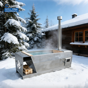 Vasca Idromassaggio di Lusso in Acciaio Inox Riscaldata a Legna per Esterni, Spa per Giardino, Benessere e Relax - Product Image 1