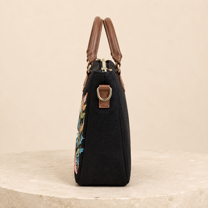 Bolso de Mano Casual de Lona con Bordado Floral, Cierre de Botón, Correa de Hombro con Cuentas, para Viajes Diarios y Fiestas - Product Image 5